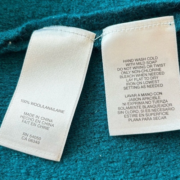 EVAN-PICONE 100% WOOL 3-BUTTON COLLARED TEAL CARDIGAN BLAZER, 3/4 SLEEVE, PL - Picture 10 of 10